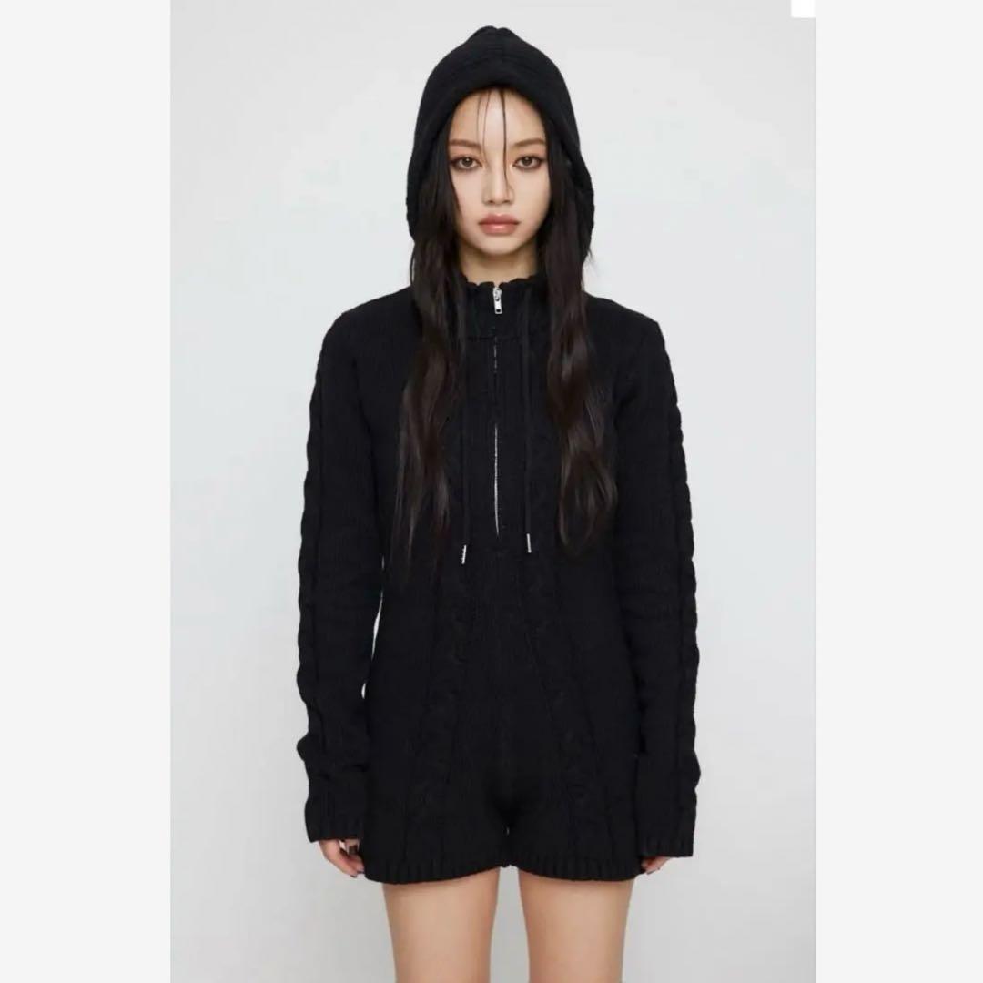 lagua gem ラグアジェム cable ニットロンパース LAGUA GEM（ラグアジェム）の「CABLE ニットロンパース（つなぎ