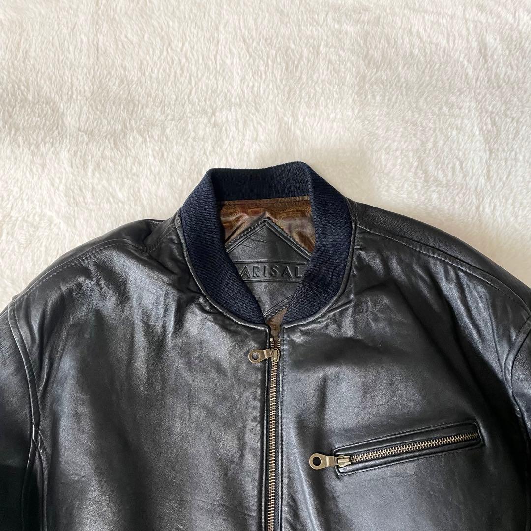 3L相当】BARISAL 羊革 裏地総柄 A-2 フライトジャケット - メルカリ