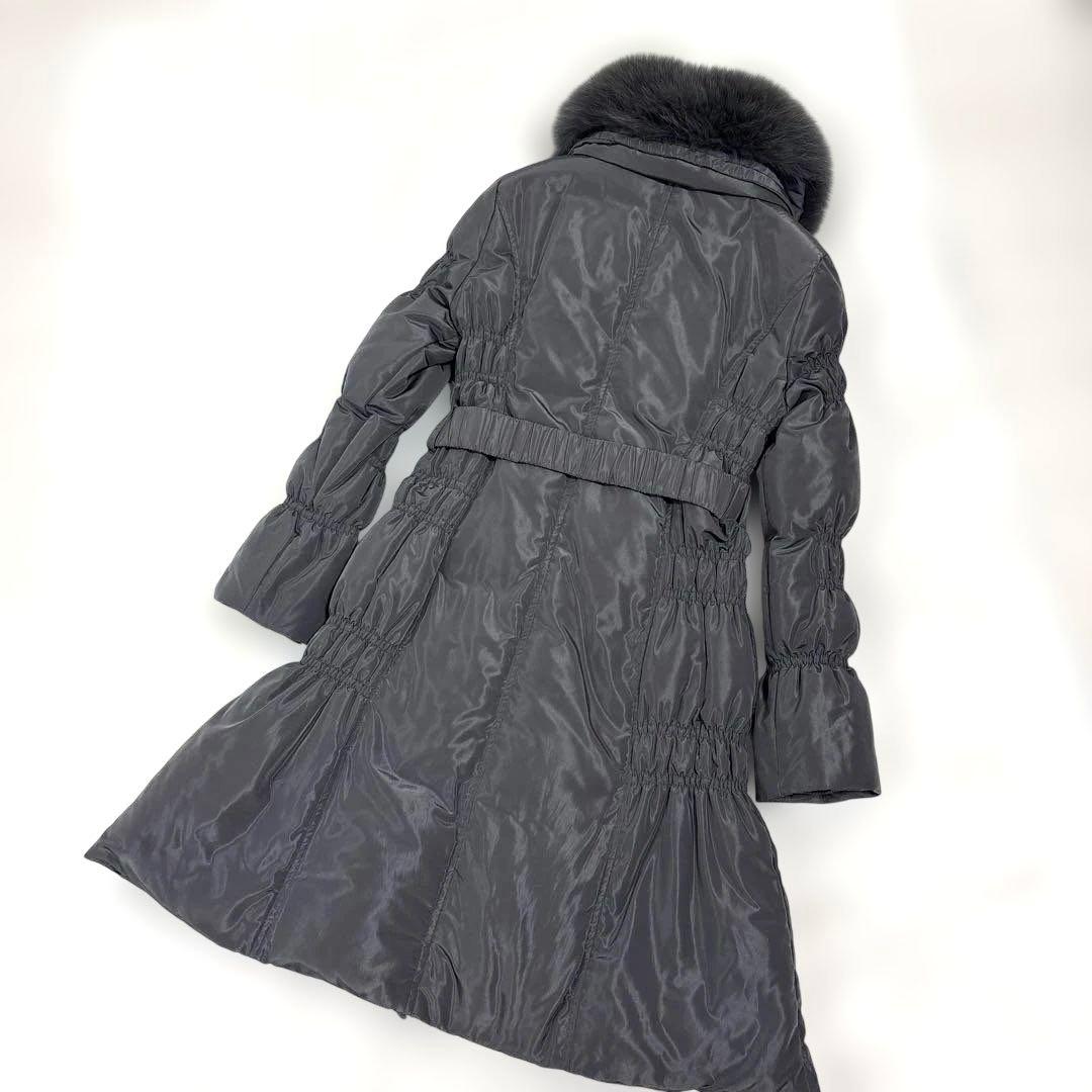 ダーマコレクション ダウンコート フォックスファー グレー ベルト付き