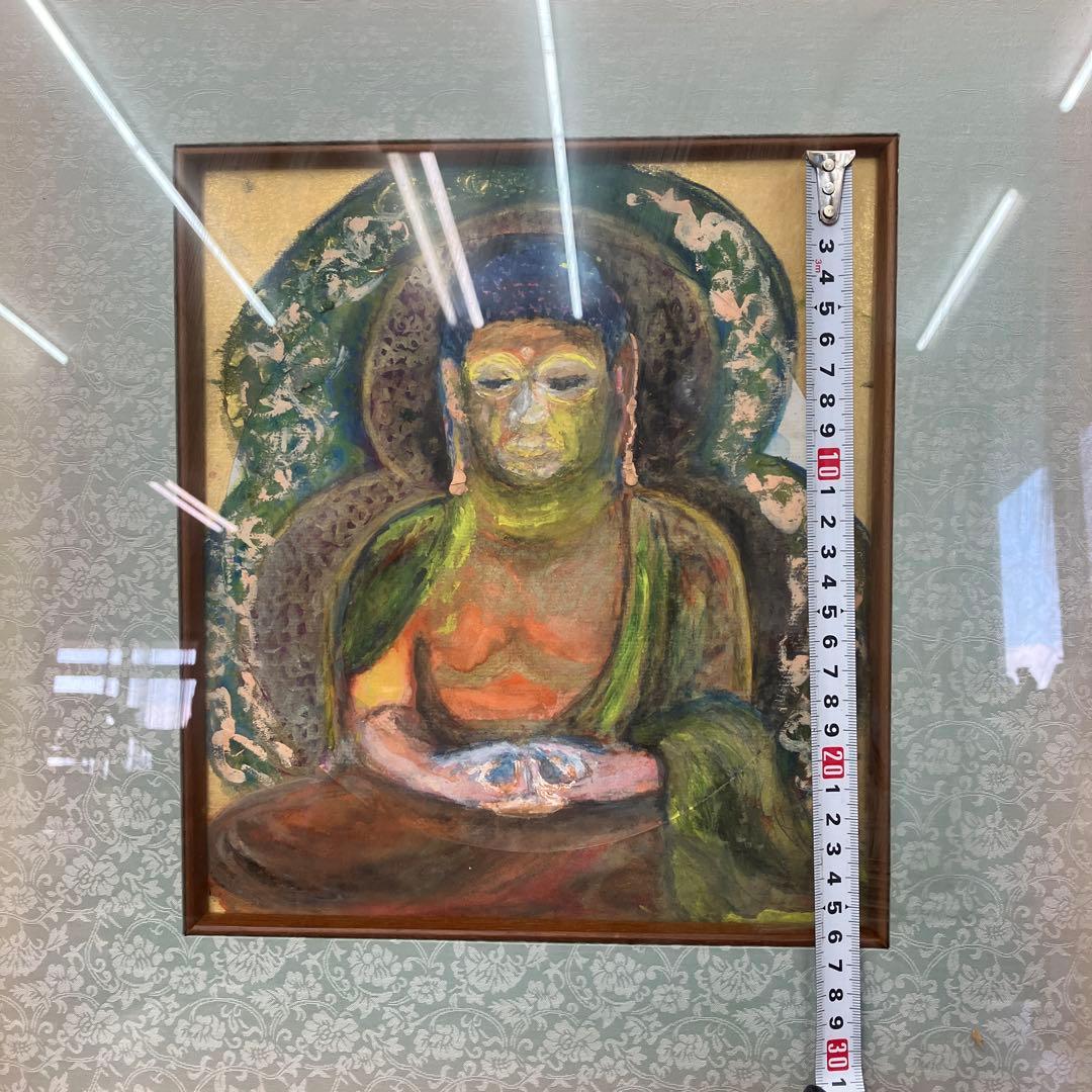 縁起物 仏像 絵画 木彫風 額装 阿弥陀如来 坐像 和モダン インテリア 壁掛け