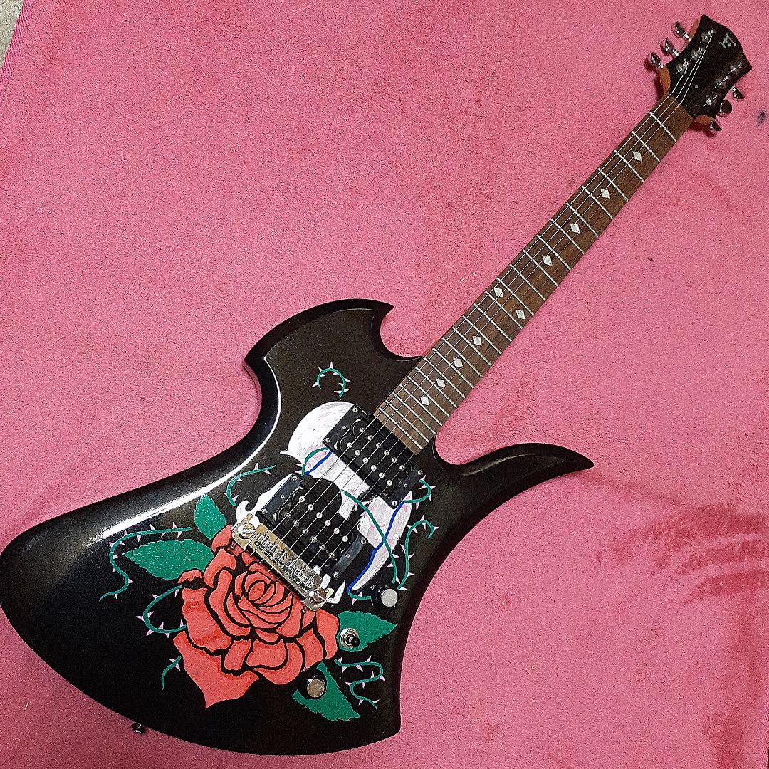 良・美品】薔薇髑髏ペイント・hideモデル。モッキンバードエレキギター