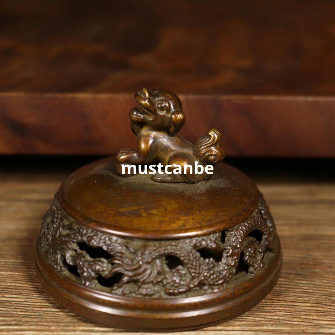 香炉 銅器 チ竜耳三象足炉 三層篆香炉 希少品 茶道具