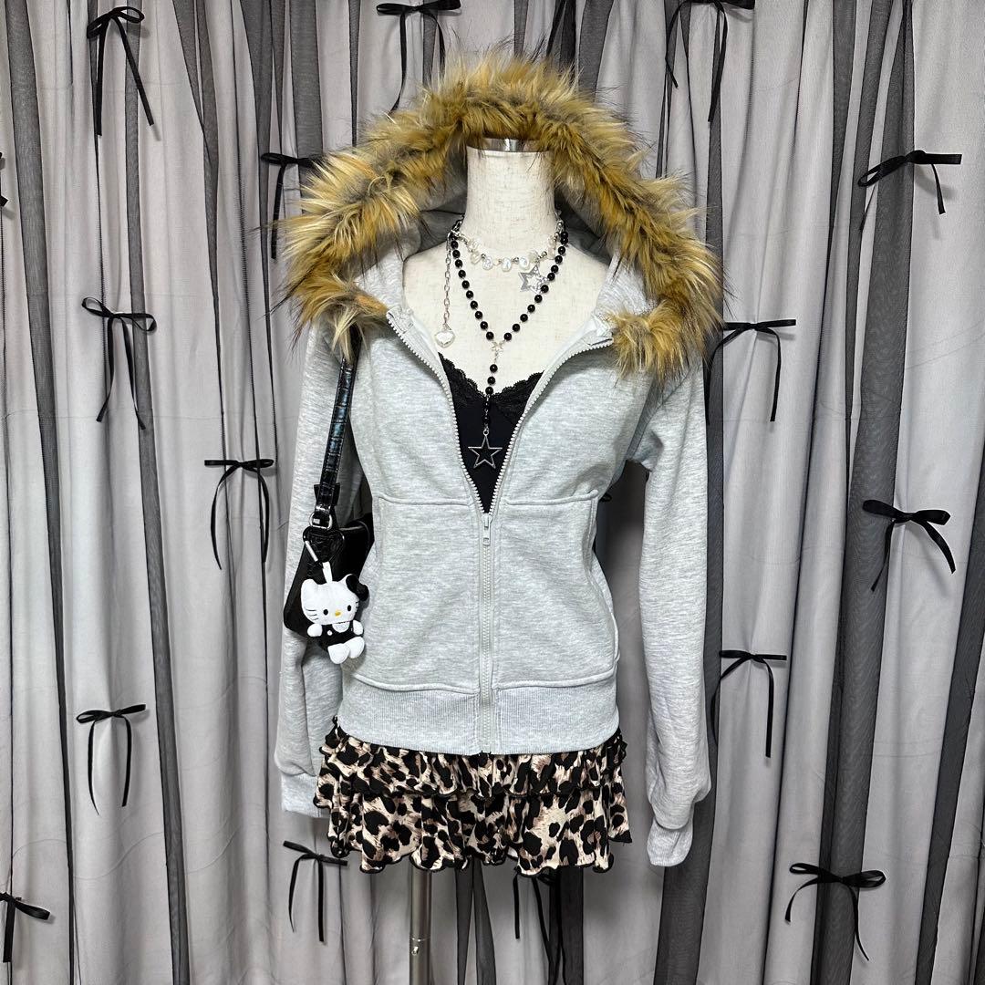 00s 平成ギャル y2k ファー付き パーカー フェアリーグランジ - メルカリ