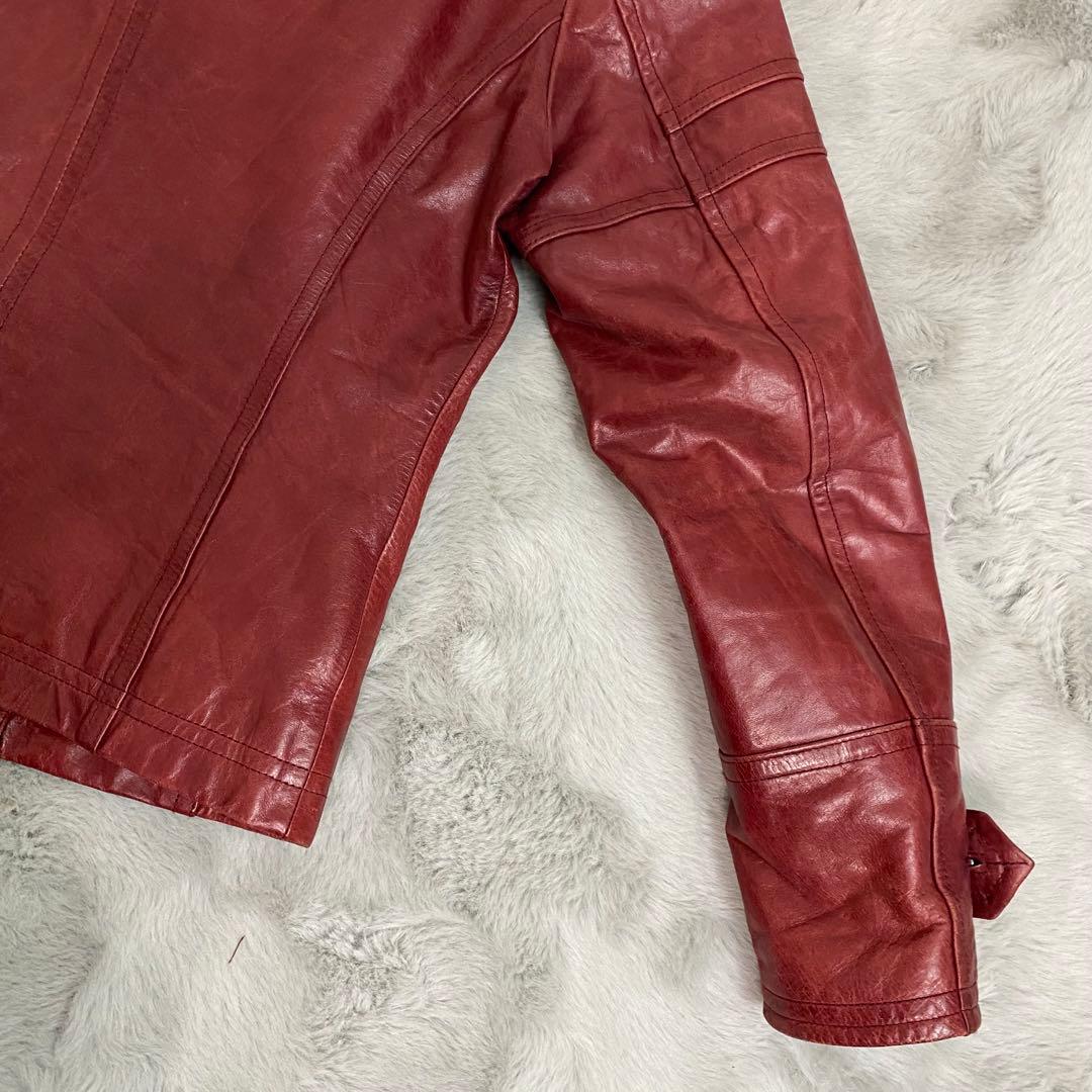 A.S.M レザージャケット 48 水牛革 赤 シングルライダース Y2K - メルカリ