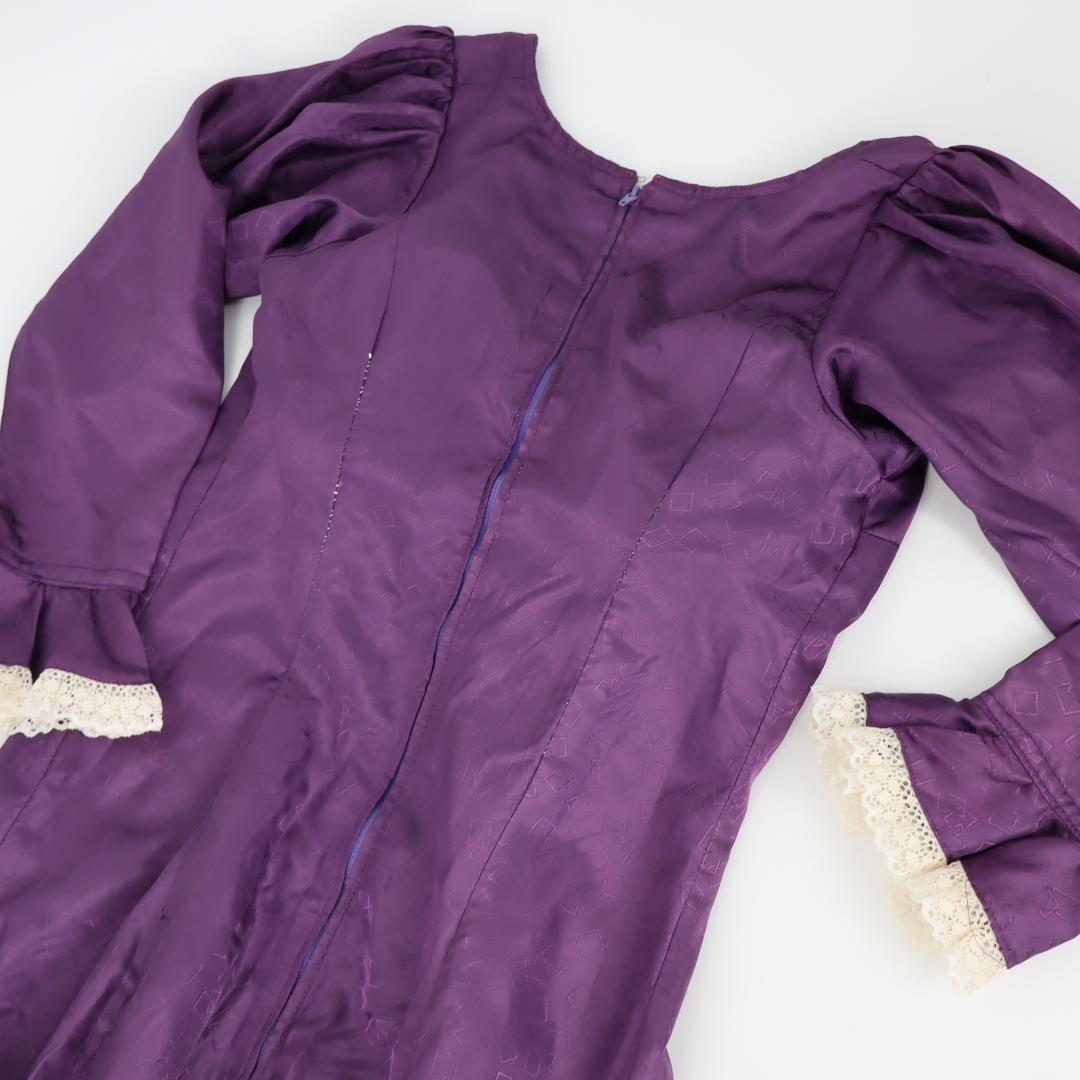 美品 フラメンコ衣装】光沢パープル×柄×レース地 ドレス Flamenco