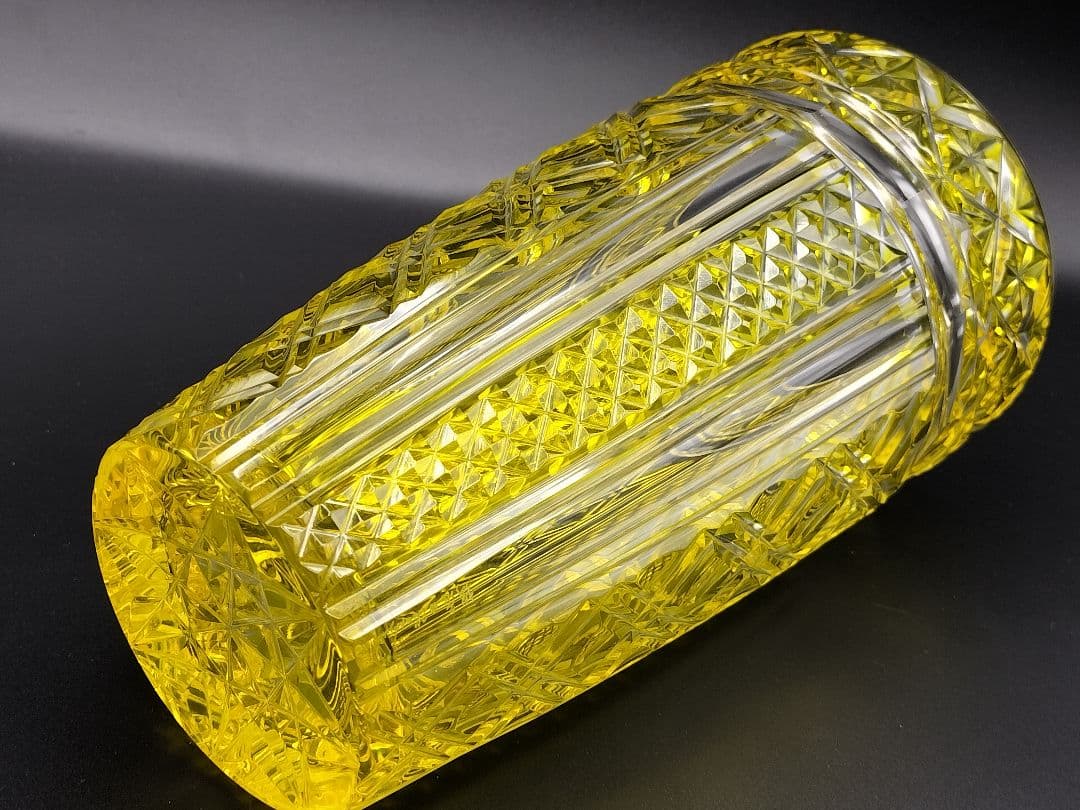 超希少品☆中根櫻龜 復元25周年記念 薩摩切子 花器（切子、江戸切子