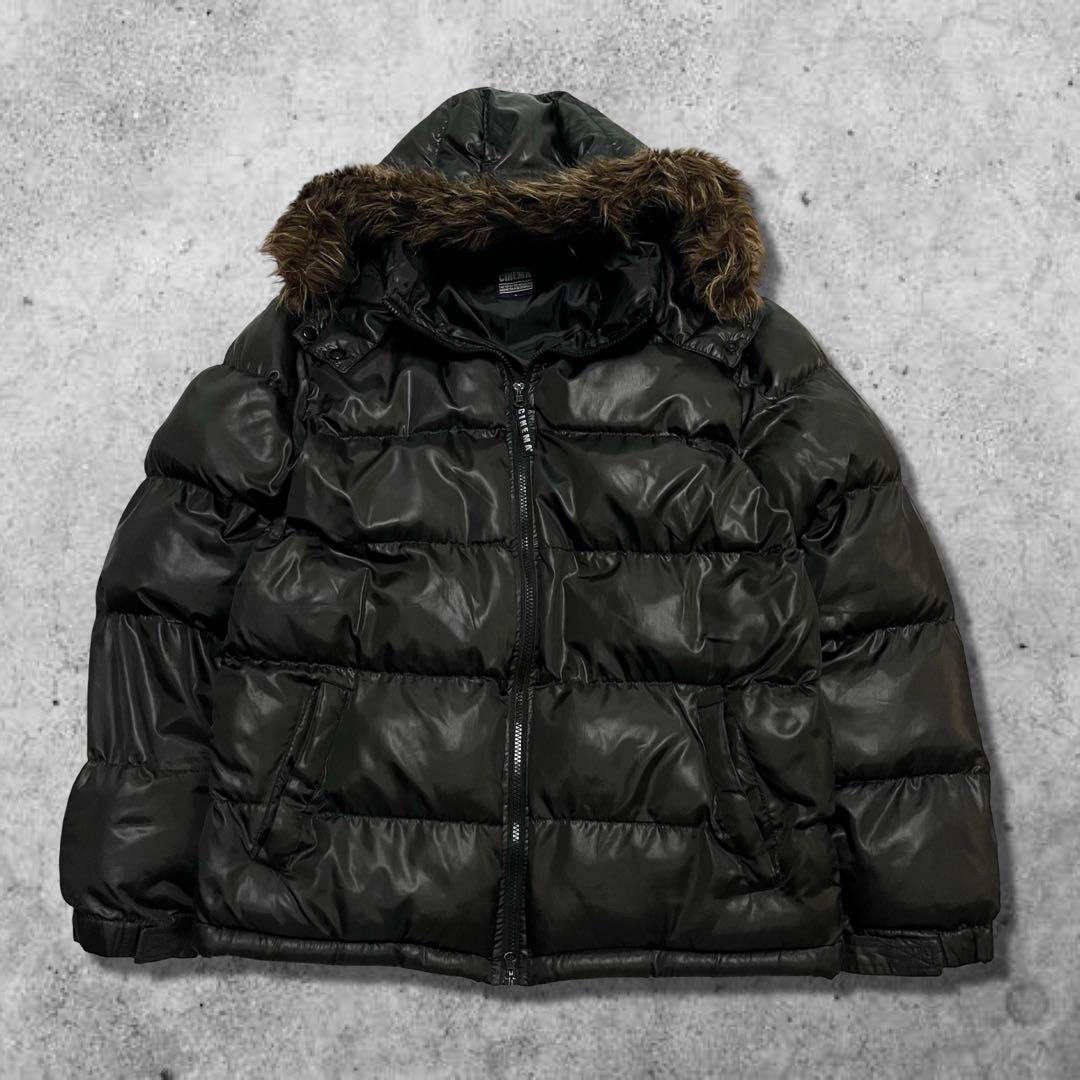 y2k ファーダウンジャケット 短丈 ブラック 平成 お兄系 グランジ