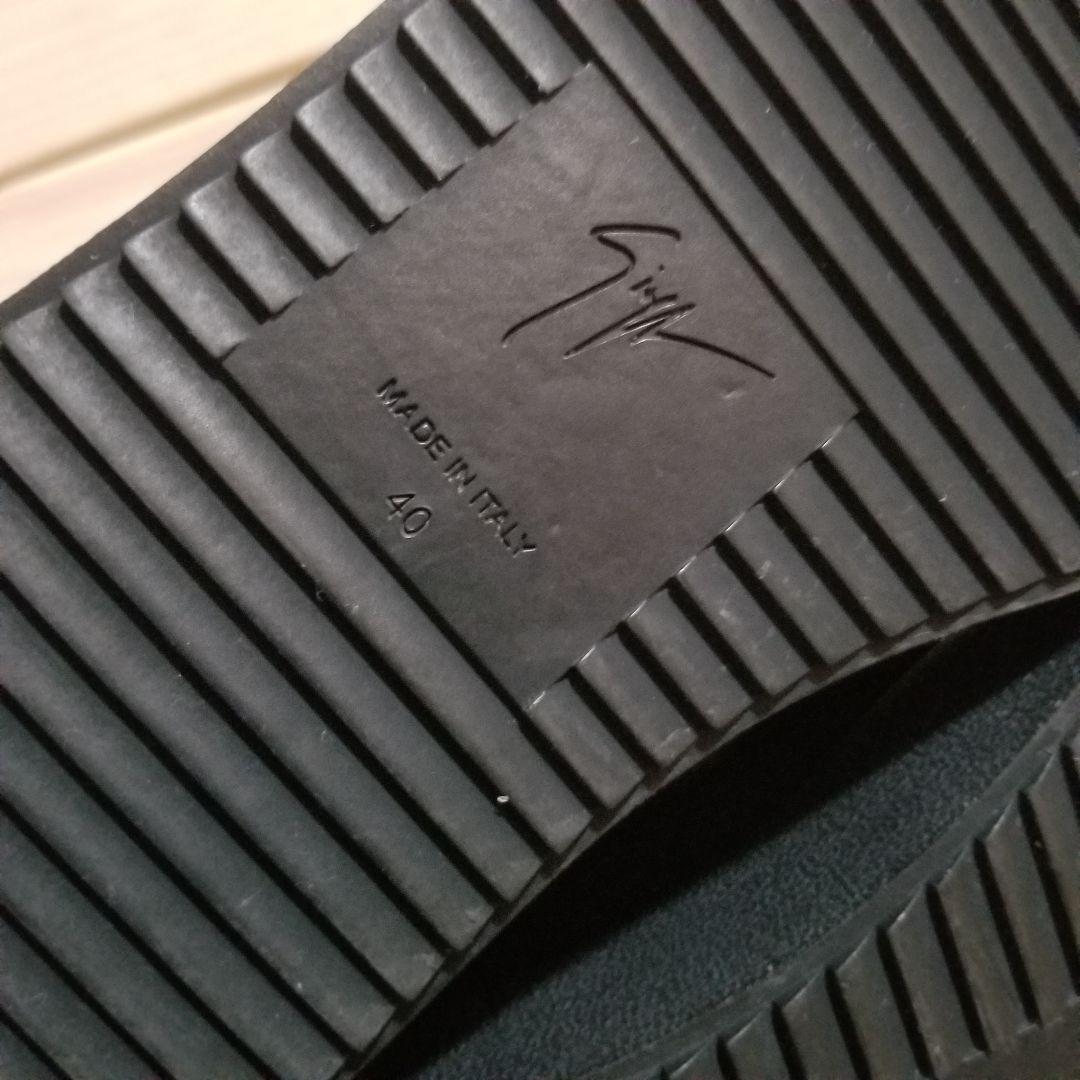 極美品 ジュゼッペザノッティ・レザー スニーカー 40 黒 メタル