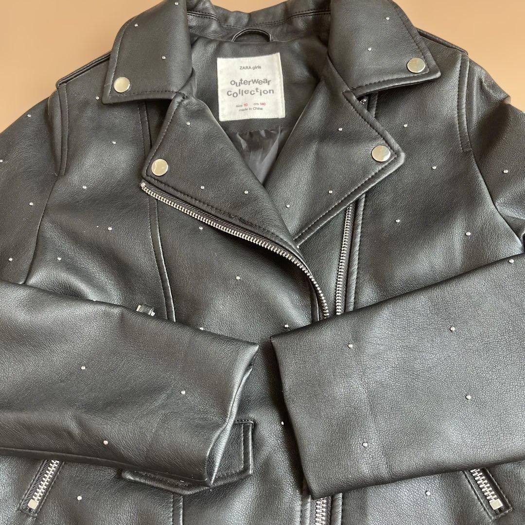 ZARA ザラ ガールズ フェイクレザー スタッズ ライダーズ ジャケット