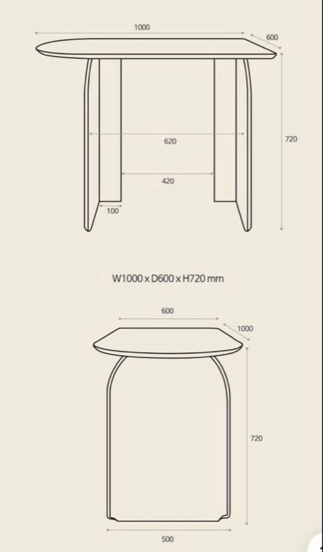 ARC 半楕円形 ハーフ ダイニングテーブル 100cm 韓国 Ohouse - メルカリ