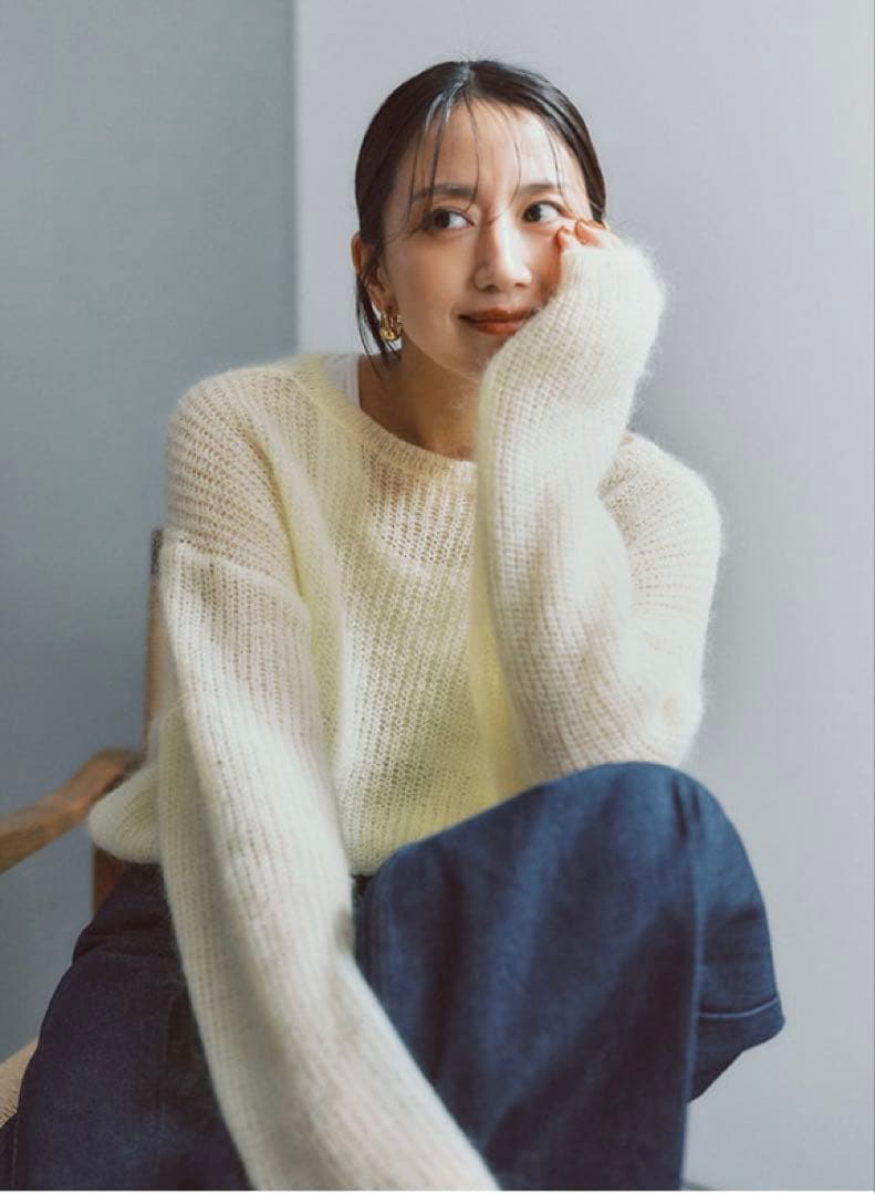 新品・未使用‼️】FORME 東原亜希 シアーモヘアニット ライトイエロー