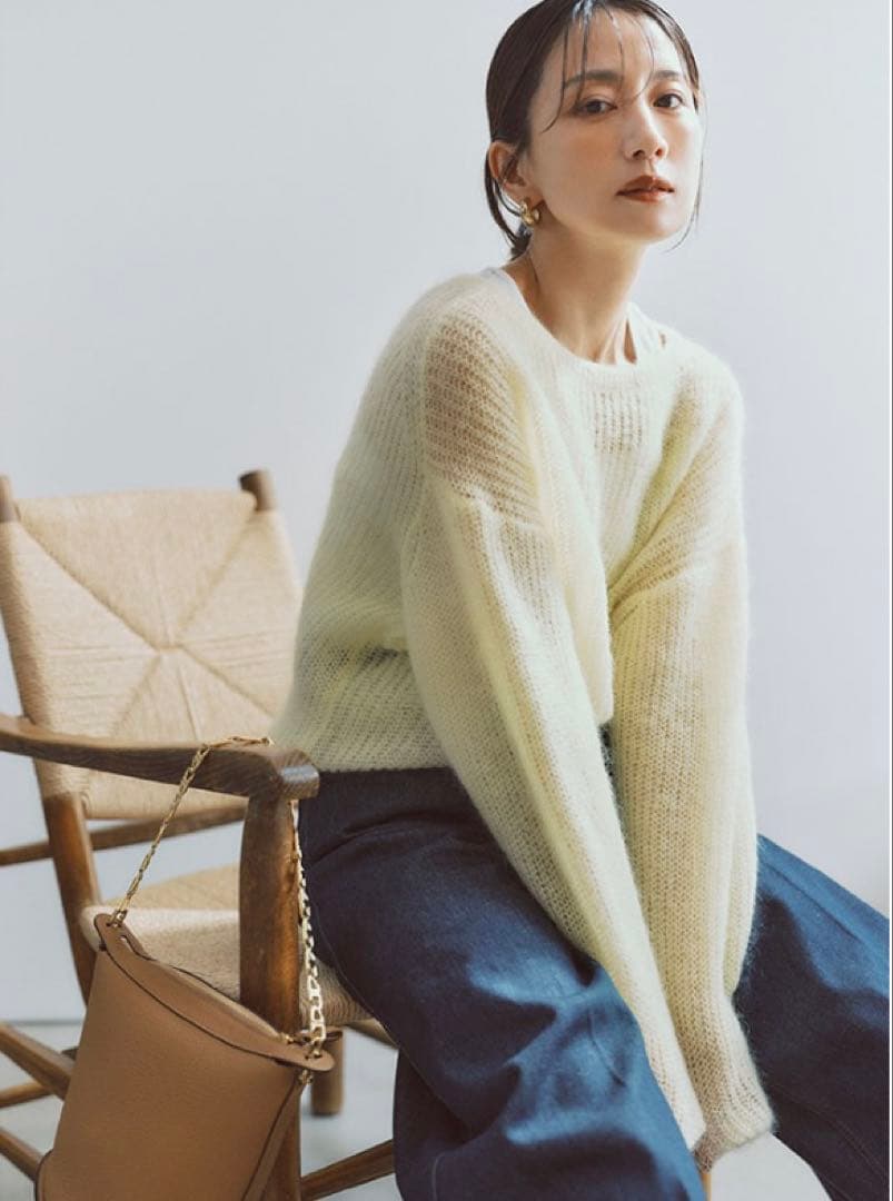 新品・未使用‼️】FORME 東原亜希 シアーモヘアニット ライトイエロー