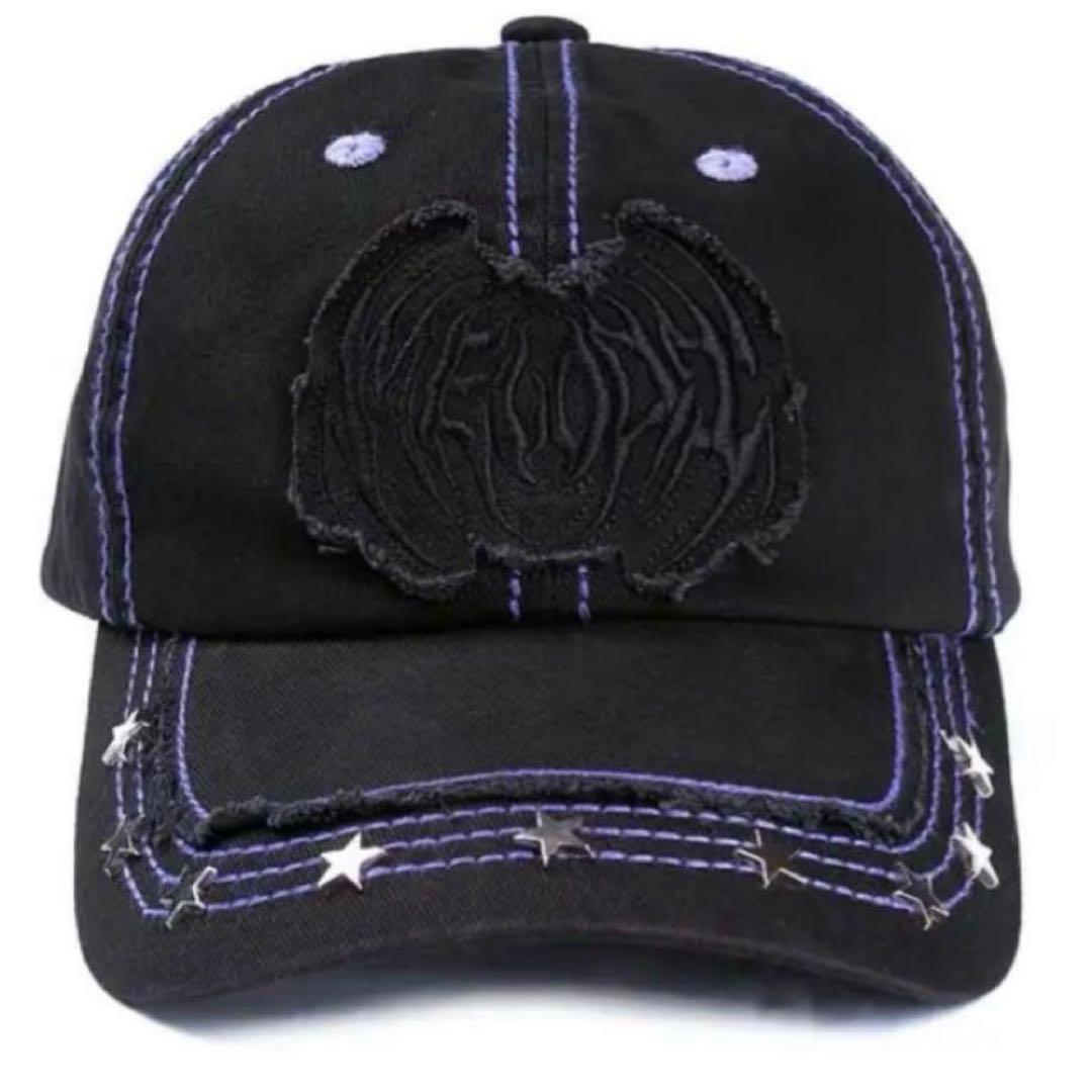 ec melodi キャップ 黒紫 - メルカリ