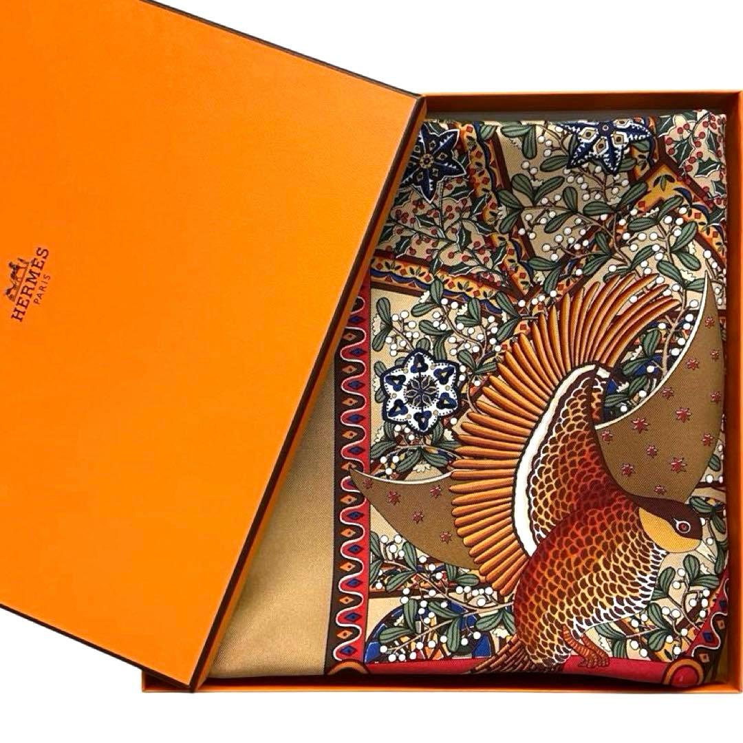 極希少カラー 極美品 エルメス シルクスカーフ カレ90 世界の中心軸