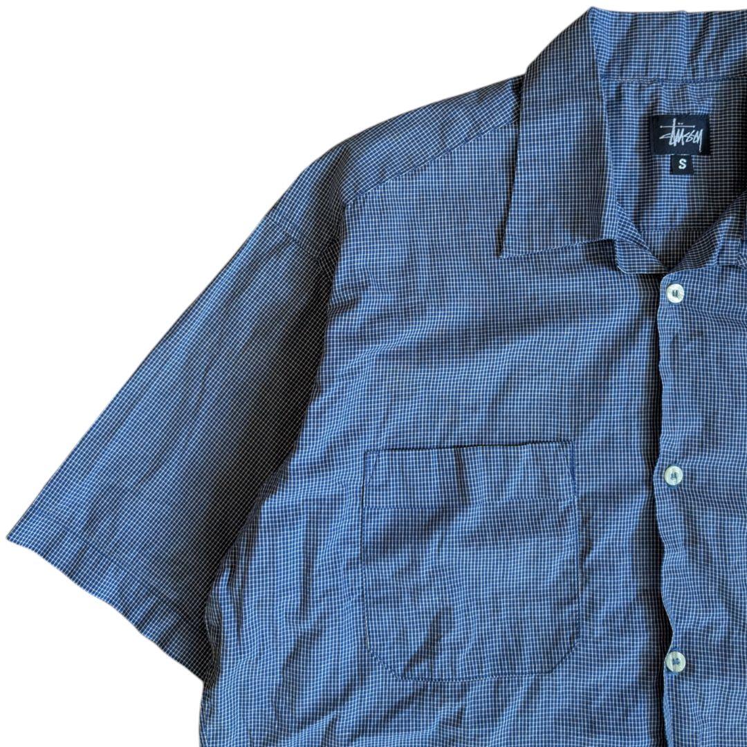 OLD STUSSY ステューシー 開襟シャツ USA製 チェックシャツ 紺タグ