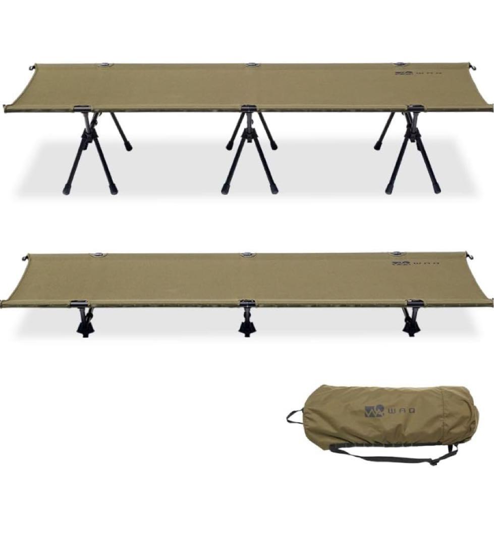 WAQ 2WAY キャンプ コット 静音 軽量 耐荷重150kg オリーブ