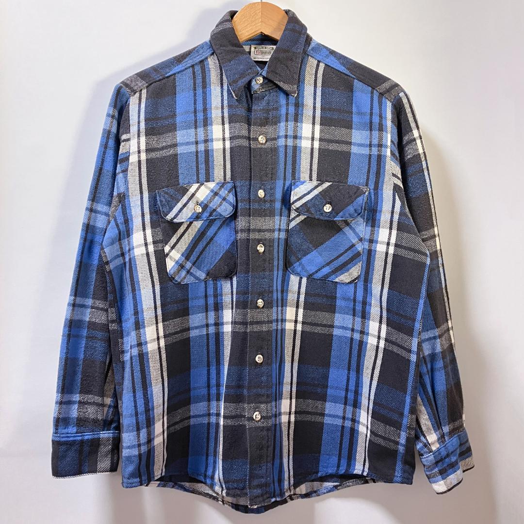 神配色】90s FIVE BROTHER ネルシャツ 青・黒・白 チェック