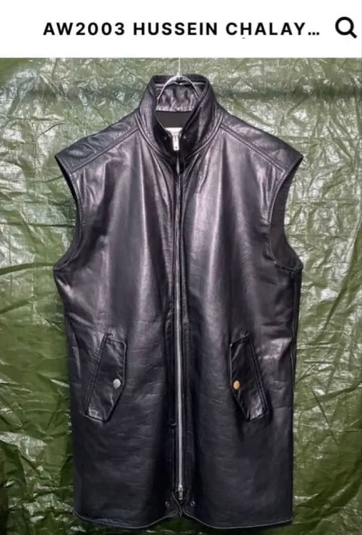 hussein chalayan 03aw レザーベスト Lot 324 - A rare Hussein Chalayan man's black zippered