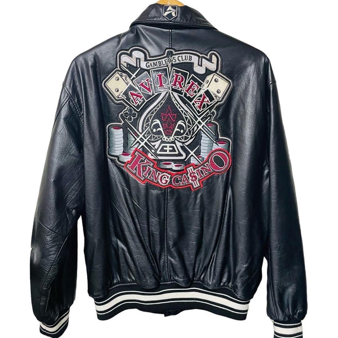 希少】極美品✨ AVIREX 90s KING CASINO レザージャケット - メルカリ