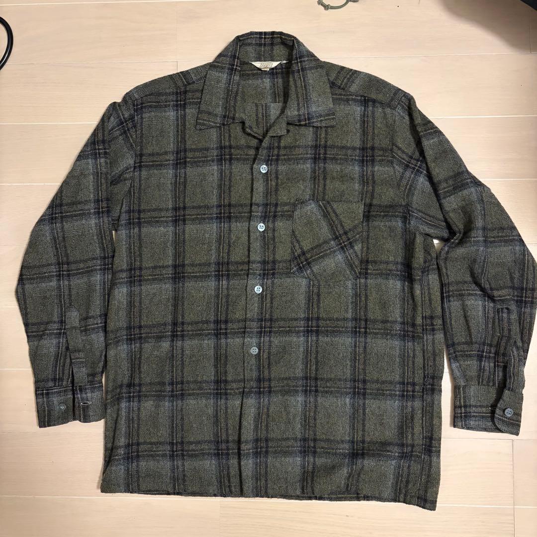 配色◎ 50s 60s SPORTS ヴィンテージ ウールシャツ 三角タグ