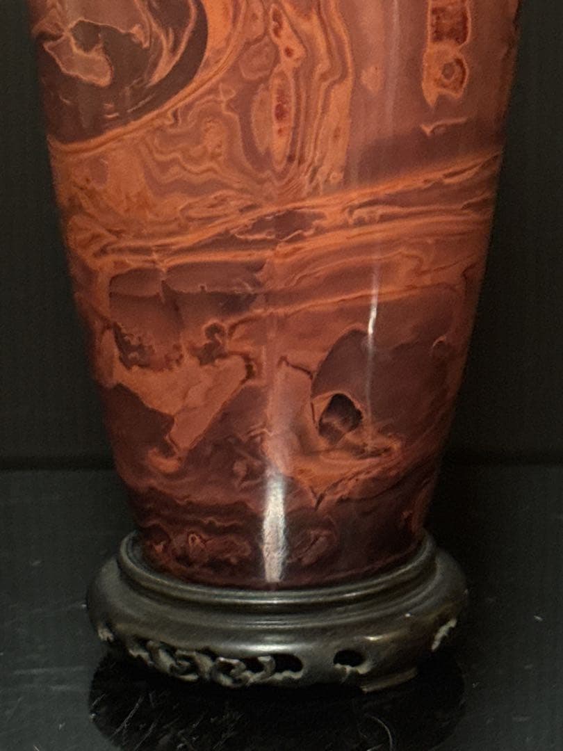 中国古玩 乾隆硝子 ガラス 練上 マーブル 花瓶 - メルカリ