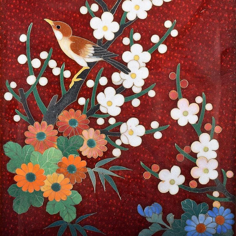 中国 古七宝琺瑯彩 花鳥文 卓上屏風 硯屏 M R8490 - メルカリ