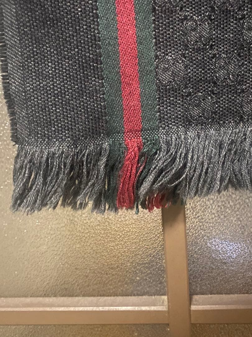 GUCCI グッチ シェリーライン GG柄 ウール シルク フリンジ マフラー
