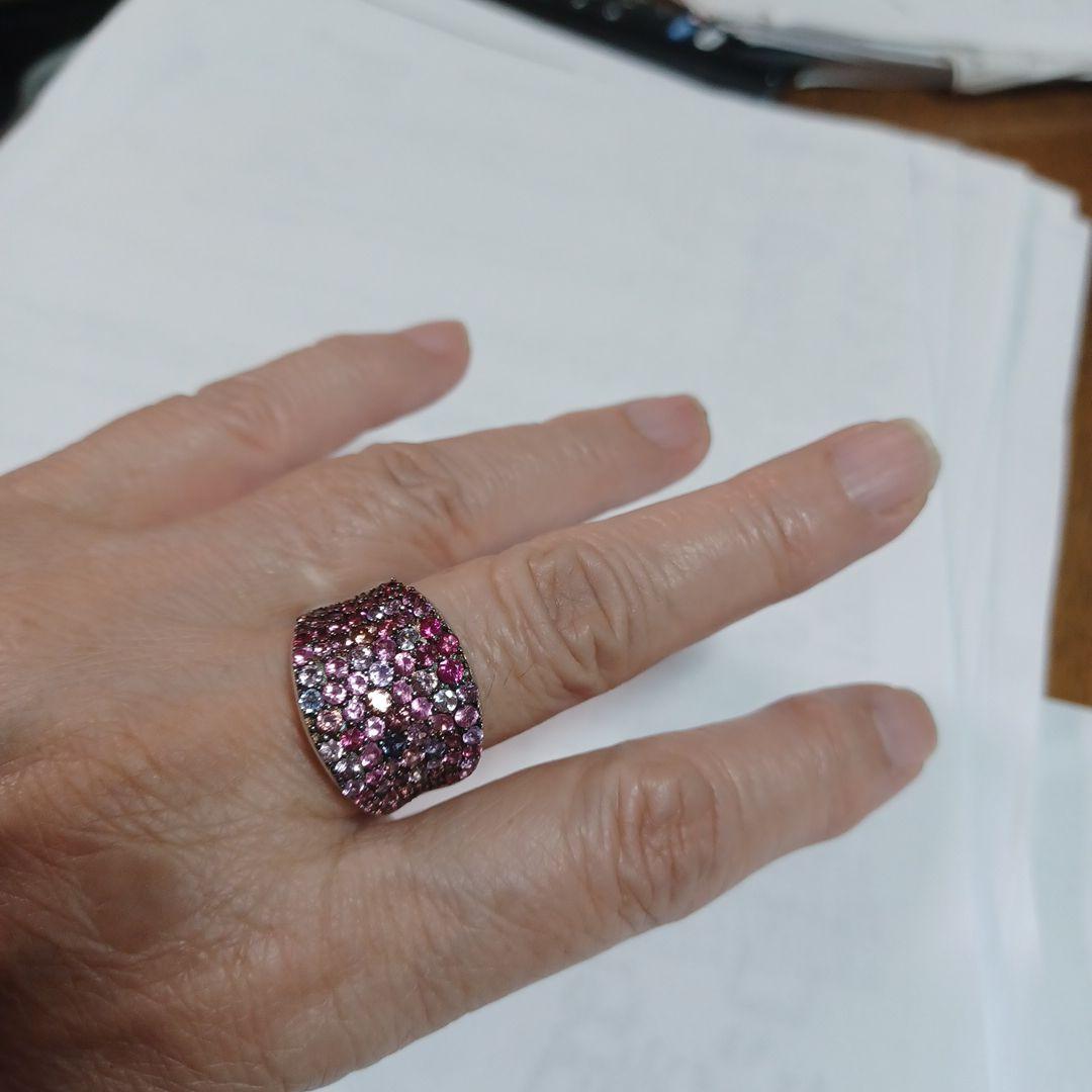 マルチカラー スピネル リング パラジウムシルバー950 ピンク系 GSTV