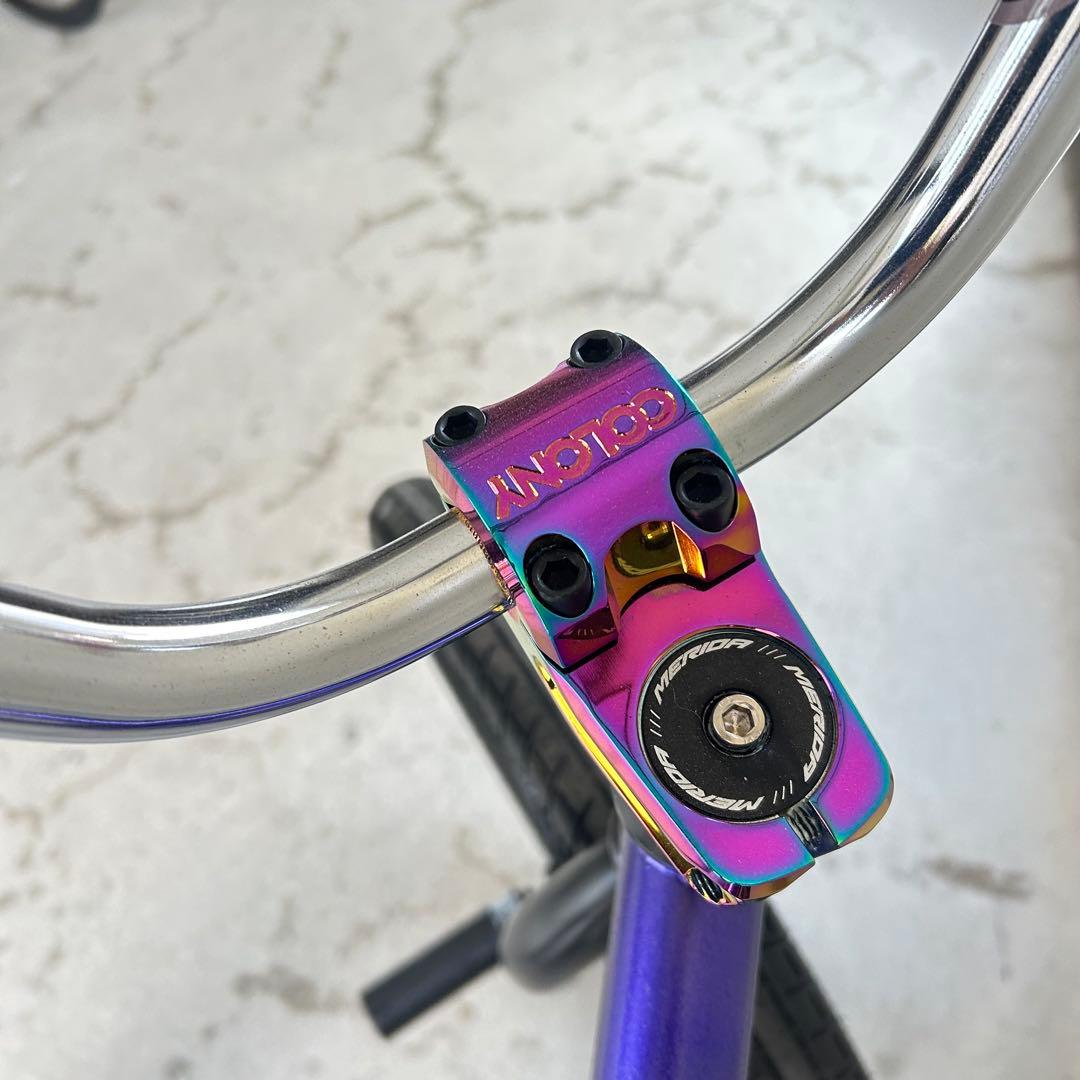 大阪鶴見区直接引取りBMXバイク パープル カラフルステム - メルカリ