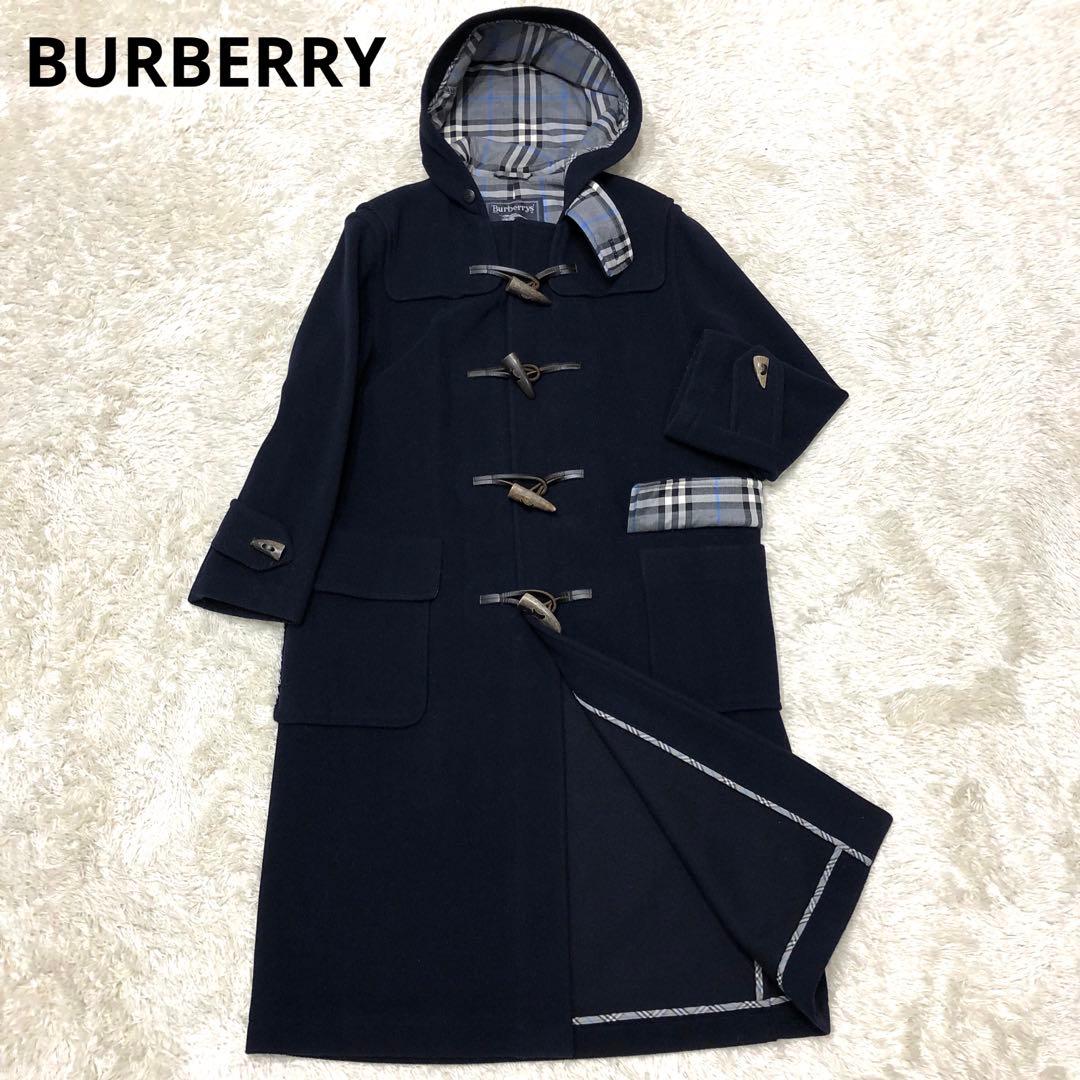 美品✨バーバリー ダッフルコート ネイビー ノバチェック裏地 7AR 希少】英国の頂点 BURBERRY バーバリー ダッフルコート ロング