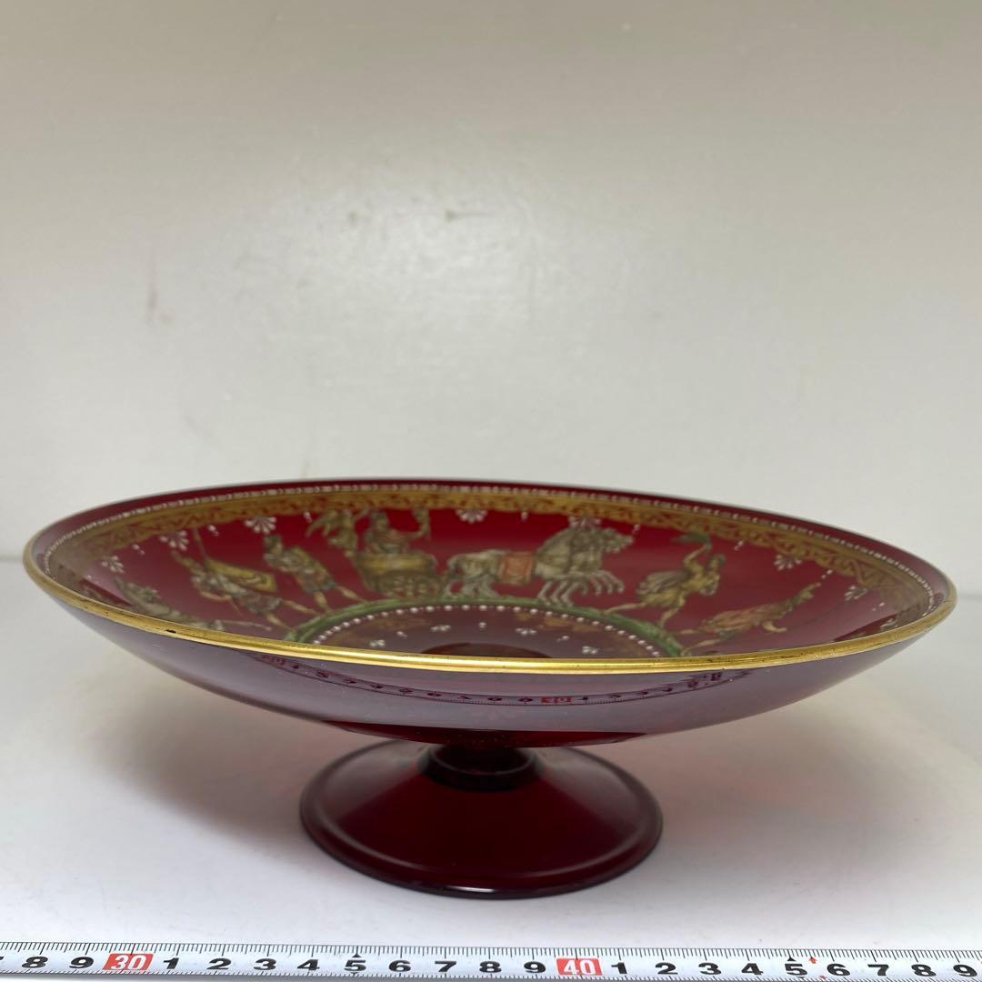 ムラーノ ベネチアングラス 人物金彩コンポート 直径25.8㎝東な7