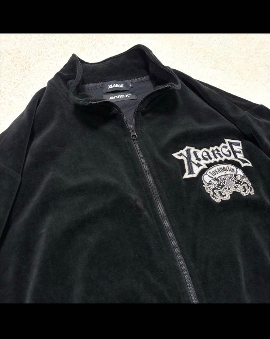 希少 AVIREX × X-LARGE ベロア 刺繍 ブルゾン Lブラック - メルカリ