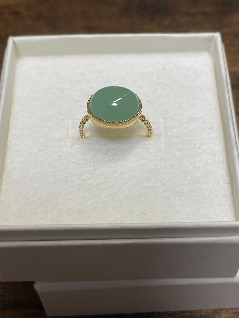 指輪　K18YG　11号　グリーンカルセドニー 12×10cm　1回半日使用 指輪 K18YG 11号 グリーンカルセドニー 12×10cm 1回半日使用