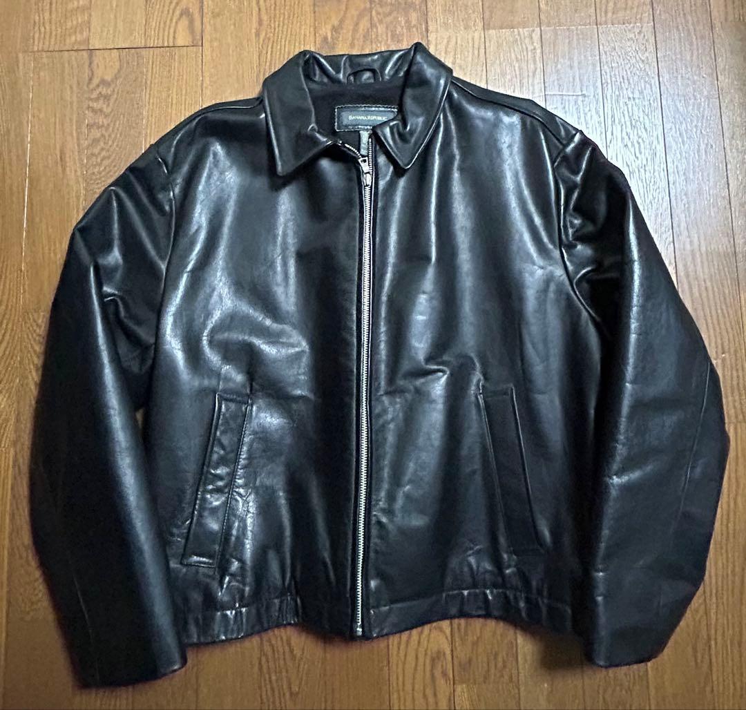 バナナリパブリック レザージャケット 90s ブラック Lサイズ 90's BANANA REPUBLIC バナナリパブリック レザースポーツジャケット