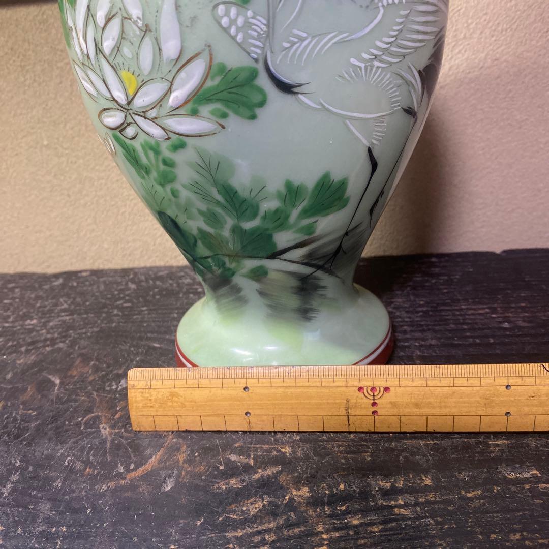 龍耳付色絵青磁花瓶 【作名有】