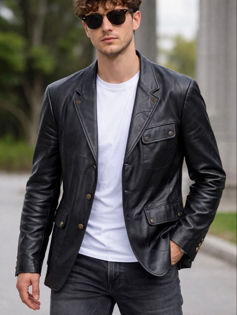 ポールスミスコレクション ラムレザー 2Way ジャケット 総柄裏地 羊革