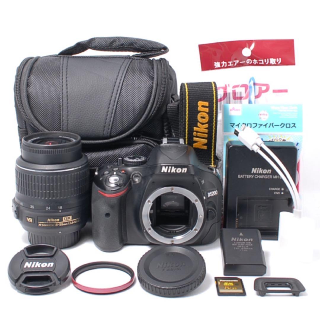 美品✨Nikon D5200 手ぶれ補正レンズ✨自撮り＆スマホ転送OK！バッグ付