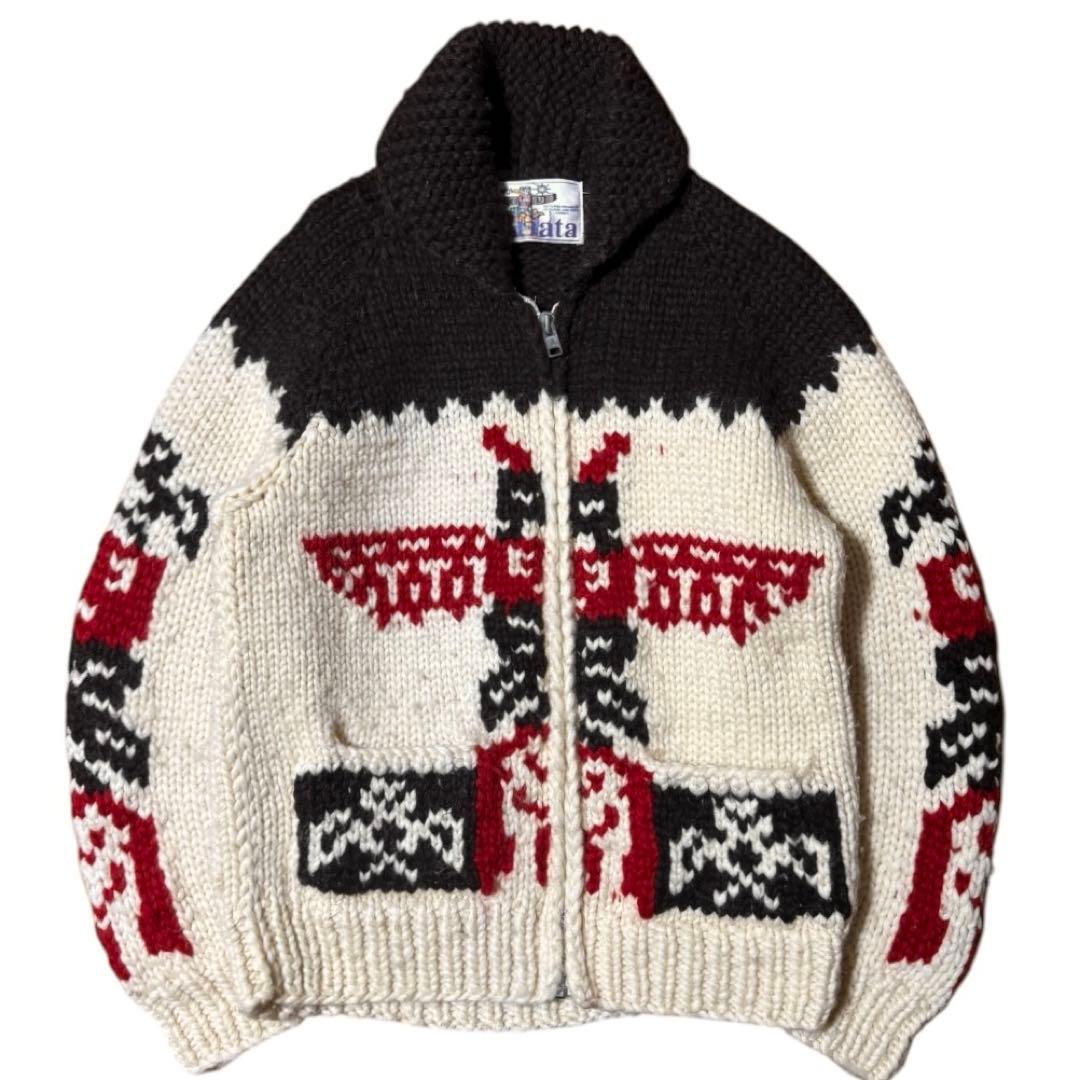 KANATA カウチンセーター ジップアップ トーテムポール サンダーバード