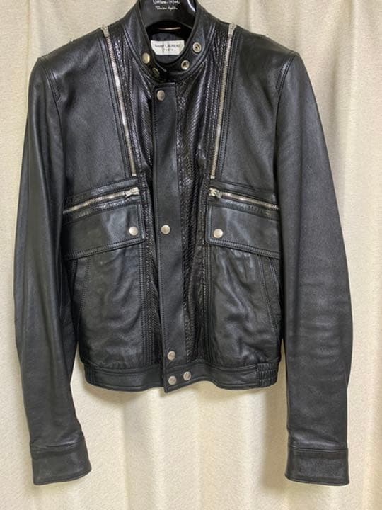サンローランパリ 15aw パイソンレザーライダースジャケット エディ