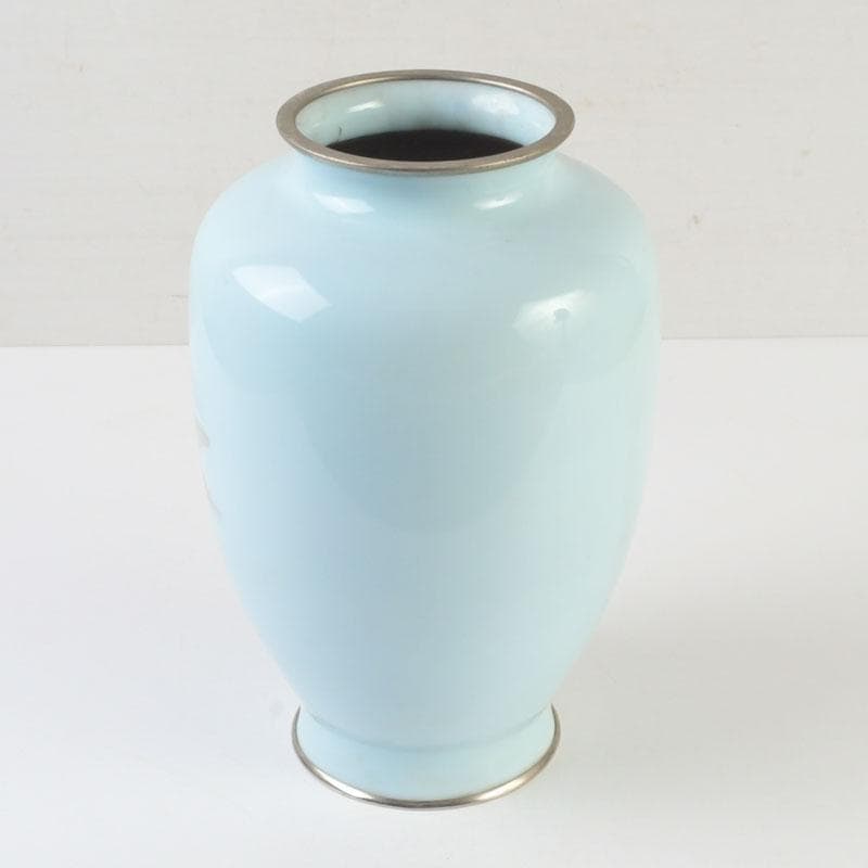 七宝焼 水色釉 双魚文 花瓶 V 9884 - メルカリ