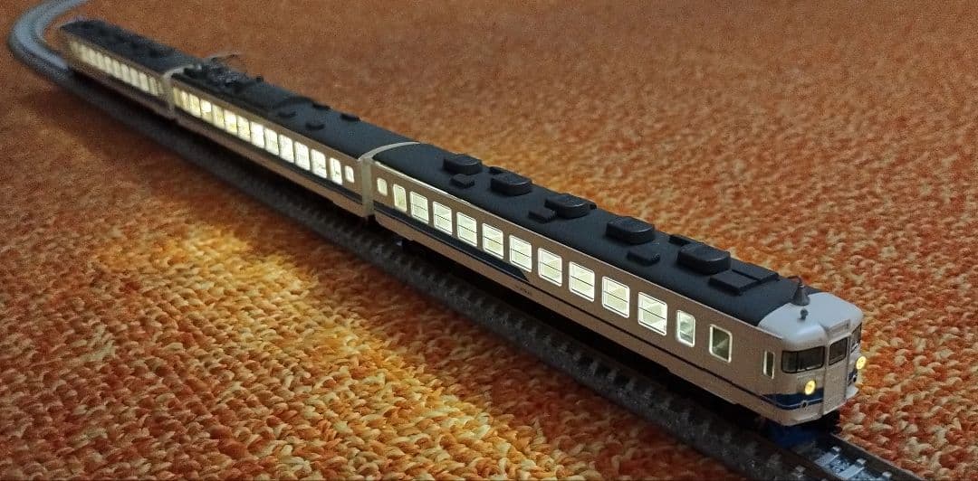 KATO 北陸本線 475系 北陸色 (青帯) 　　3両セット　室内灯付