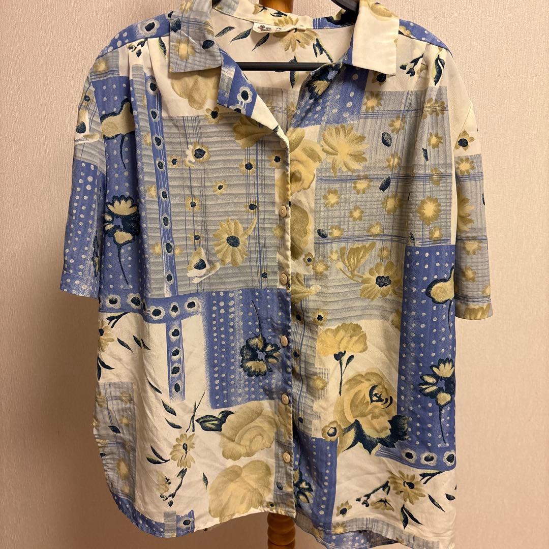 setter lady 花柄パッチワーク半袖シャツ【M】オシャレシャツ - メルカリ