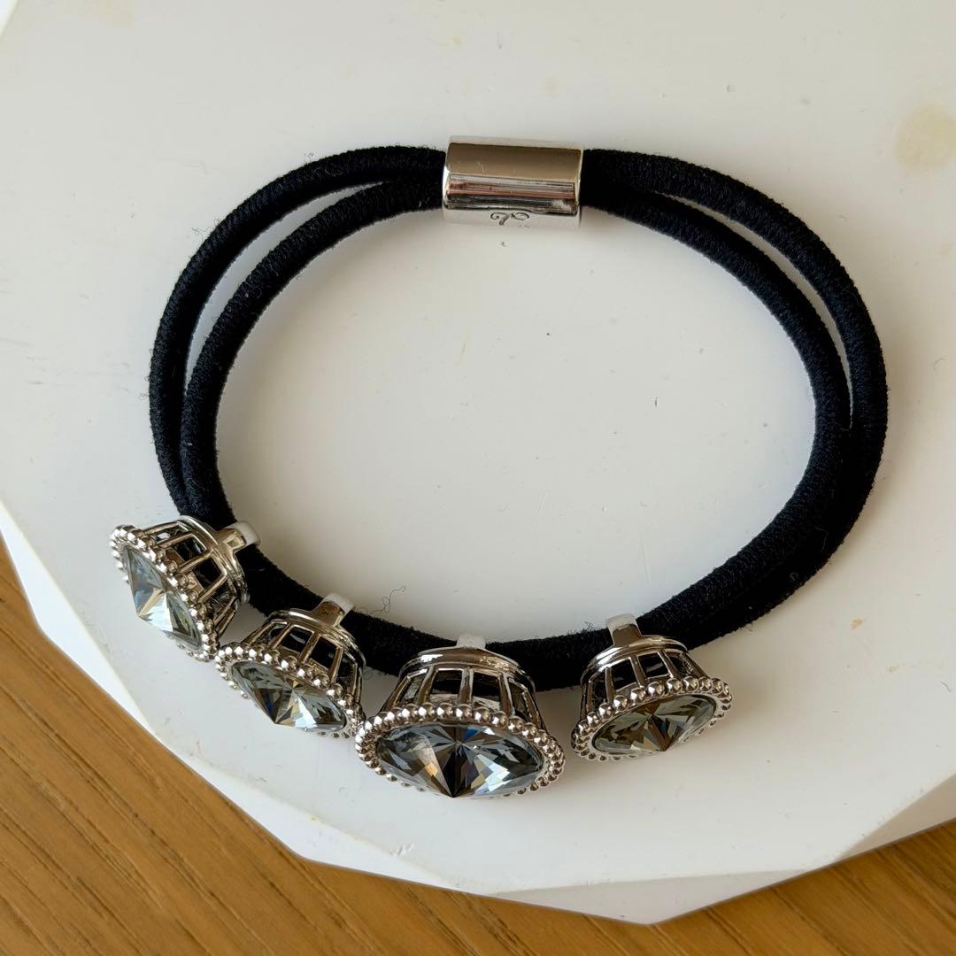 コンプレックスビズ レディアリーストーンポニー グレー ヘアゴム