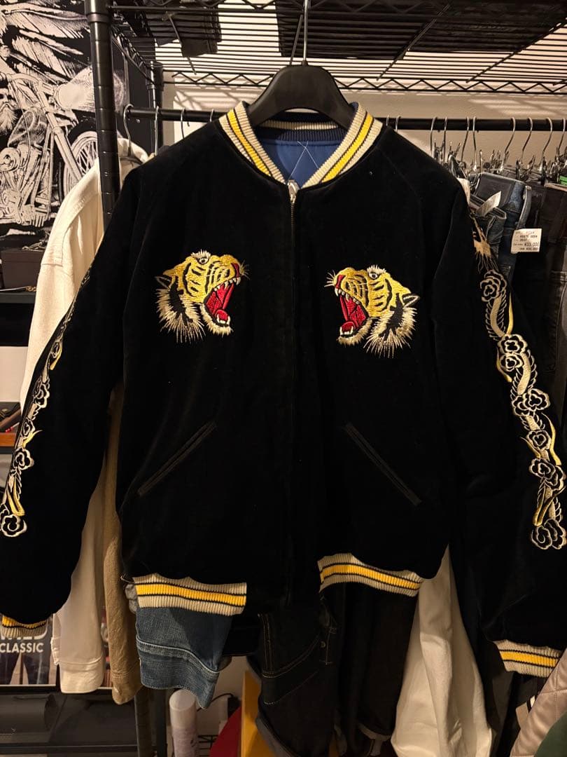 【希少⭐️】 XLサイズ　テーラー東洋　別珍　スカジャン　TT15544 虎・白鷲 TAILOR TOYO テーラー東洋 東洋エンタープライズ スカジャン TT15544