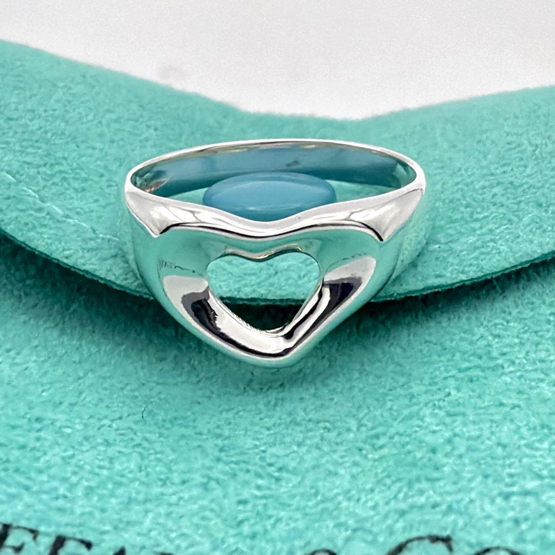 極美品 新品仕上げ ティファニー オープンハート リング 13号 シルバー