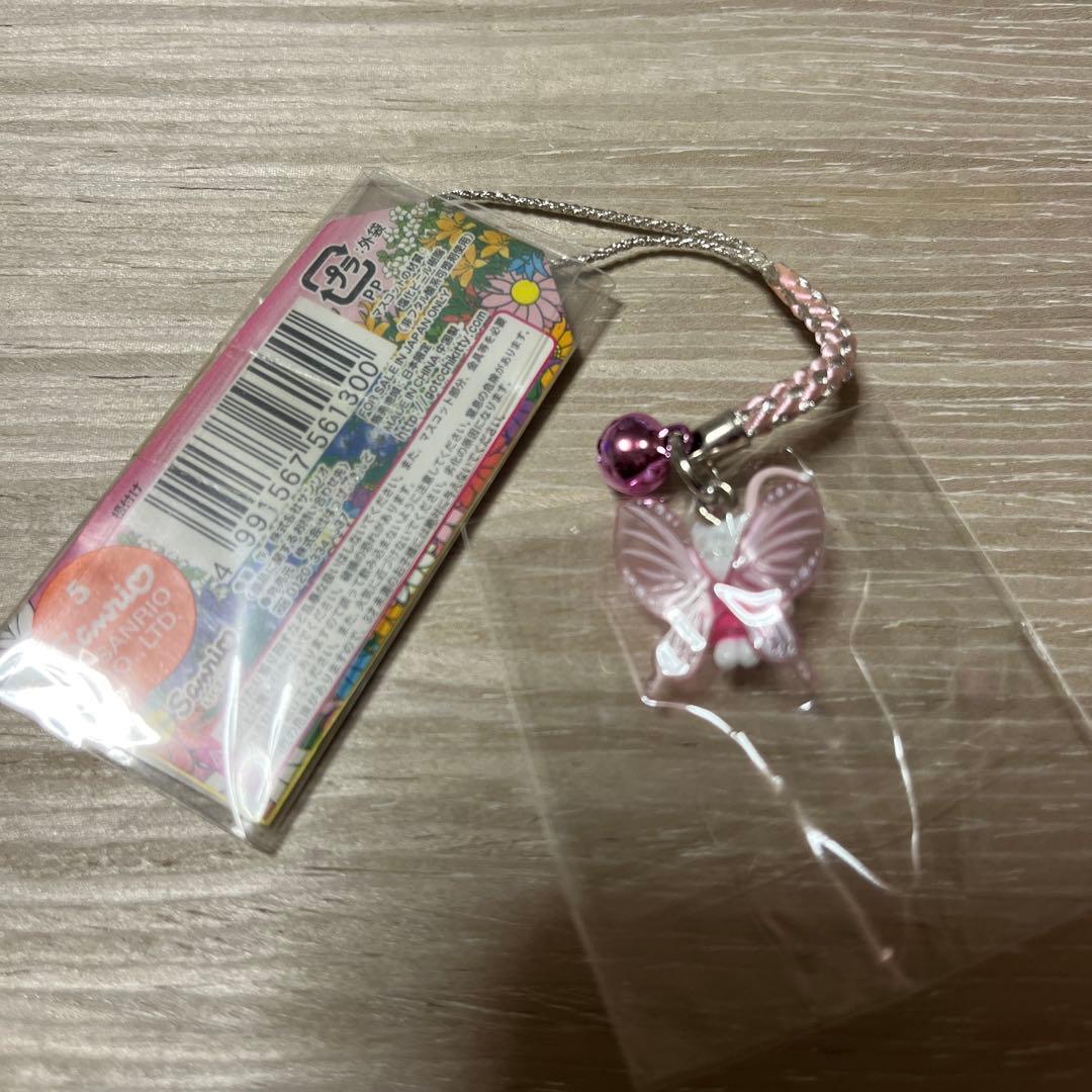 激レア◎大阪限定◎大阪花博キティ◎ピンクの蝶◎根付けストラップ