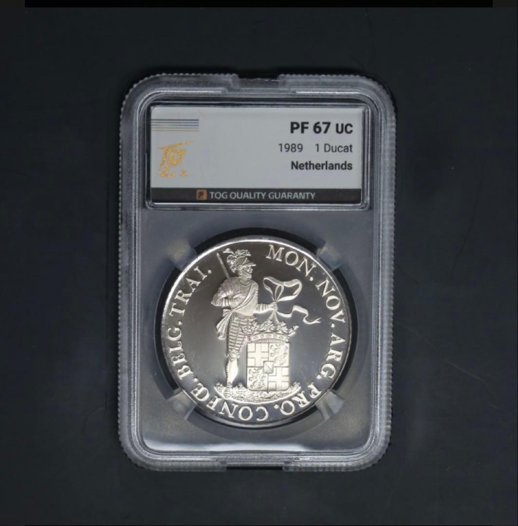 鑑定付 PF67UC 1989年オランダ1ダカット大型銀貨 - メルカリ