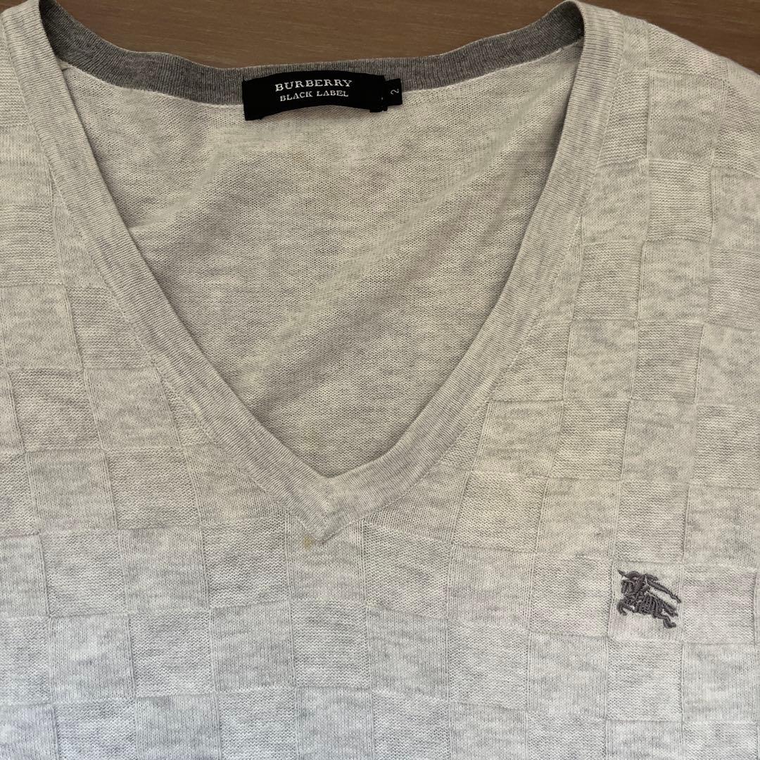 Burberry Black Label グレー Vネックニット - メルカリ