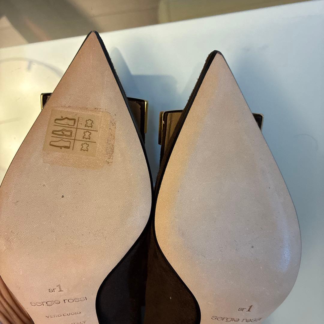 Sergio Rossiセルジオロッシsr1ダークブラウン ゴールド34 1/2