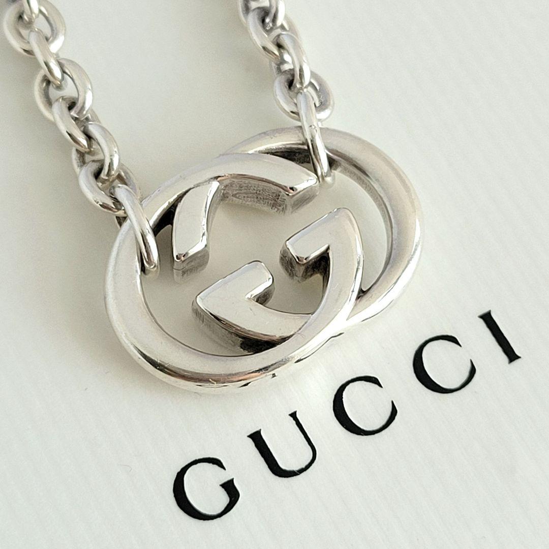 極美品 GUCCI グッチ インターロッキング ネックレス ペンダント シルバー